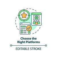 2D editable multicolor choose the right platforms icon, simple isolated vector, thin line illustration representing workplace trends. vector