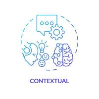 2D gradient contextual icon, creative isolated vector, thin line blue illustration representing cognitive computing. vector