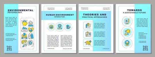 2D environmental psychology creative brochure template, leaflet design with thin line icons, 4 vector layouts.