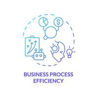 2D gradient business process efficiency icon, creative isolated vector, thin line blue illustration representing cognitive computing. vector