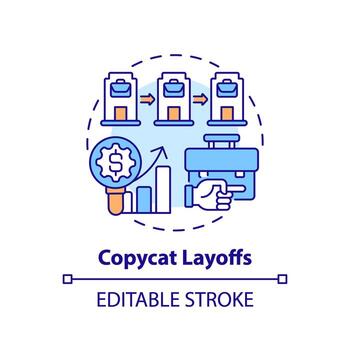 2D editable multicolor copycat layoffs icon, simple isolated vector, thin line illustration representing workplace trends. vector