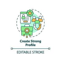 2D editable multicolor create strong profile icon, simple isolated vector, thin line illustration representing workplace trends. vector