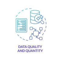 2D gradient data quality and quantity icon, creative isolated vector, thin line blue illustration representing cognitive computing. vector