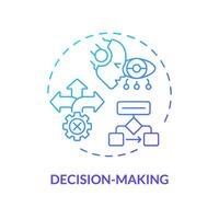 2D gradient decision making icon, creative isolated vector, thin line blue illustration representing cognitive computing. vector