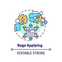 2D editable multicolor rage applying icon, simple isolated vector, thin line illustration representing workplace trends. vector