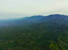 the beauty of the morning panorama with sunrise in indonesia village photo