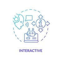 2D gradient interactive icon, creative isolated vector, thin line blue illustration representing cognitive computing. vector