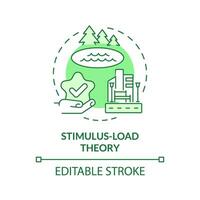 2D editable green stimulus load theory icon, monochromatic isolated vector, thin line illustration representing environmental psychology. vector