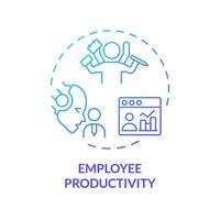 2D gradient employee productivity icon, creative isolated vector, thin line blue illustration representing cognitive computing. vector