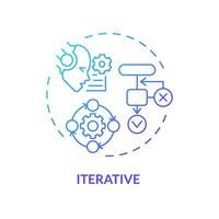 2D gradient iterative icon, creative isolated vector, thin line blue illustration representing cognitive computing. vector