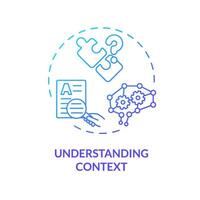 2D gradient understanding context icon, creative isolated vector, thin line blue illustration representing cognitive computing. vector