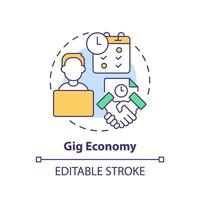 2D editable multicolor gig economy icon, simple isolated vector, thin line illustration representing workplace trends. vector