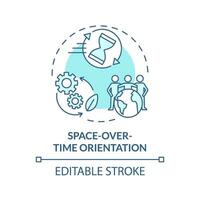 2D editable blue space over time orientation icon, monochromatic isolated vector, thin line illustration representing environmental psychology. vector