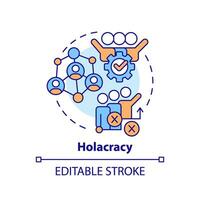 2D editable multicolor holacracy icon, simple isolated vector, thin line illustration representing workplace trends. vector