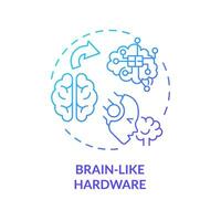 2D gradient brain like hardware icon, creative isolated vector, thin line blue illustration representing cognitive computing. vector