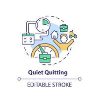 2D editable multicolor quiet quitting icon, simple isolated vector, thin line illustration representing workplace trends. vector