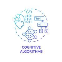 2D gradient cognitive algorithms icon, creative isolated vector, thin line blue illustration representing cognitive computing. vector