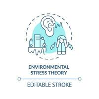 2D editable blue environmental stress theory icon, monochromatic isolated vector, thin line illustration representing environmental psychology. vector