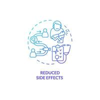 2D gradient reduced side effects icon, simple isolated vector, thin line blue illustration representing cell therapy. vector