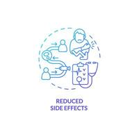 2D gradient reduced side effects icon, simple isolated vector, thin line blue illustration representing cell therapy. vector