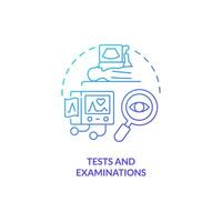 2D gradient tests and examinations icon, simple isolated vector, thin line blue illustration representing cell therapy. vector