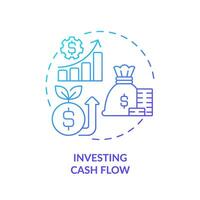 2D gradient investing cash flow icon, simple isolated vector, blue thin line illustration representing cash flow management. vector