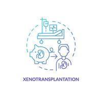 2D gradient xenotransplantation icon, simple isolated vector, thin line blue illustration representing cell therapy. vector