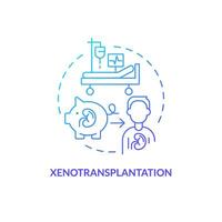 2D gradient xenotransplantation icon, simple isolated vector, thin line blue illustration representing cell therapy. vector