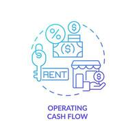 2D gradient operating cash flow icon, simple isolated vector, blue thin line illustration representing cash flow management. vector