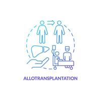 2D gradient allotransplantation icon, simple isolated vector, thin line blue illustration representing cell therapy. vector