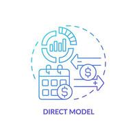 2D gradient direct model icon, simple isolated vector, blue thin line illustration representing cash flow management. vector