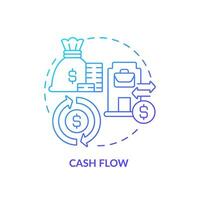 2D gradient cash flow icon, simple isolated vector, blue thin line illustration representing cash flow management. vector