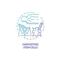 2D gradient harvesting stem cells icon, simple isolated vector, thin line blue illustration representing cell therapy. vector