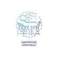 2D gradient harvesting stem cells icon, simple isolated vector, thin line blue illustration representing cell therapy. vector