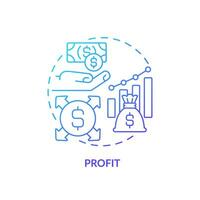 2D gradient profit icon, simple isolated vector, blue thin line illustration representing cash flow management. vector