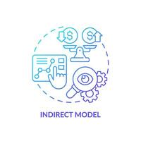 2D gradient indirect model icon, simple isolated vector, blue thin line illustration representing cash flow management. vector