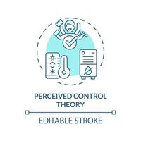 2D editable blue perceived control theory icon, monochromatic isolated vector, thin line illustration representing environmental psychology. vector