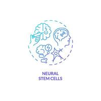 2D gradient neural stem cells icon, simple isolated vector, thin line blue illustration representing cell therapy. vector