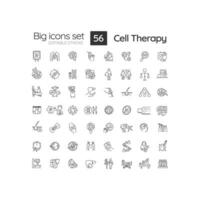 2D editable black big thin line icons set representing cell therapy, isolated simple vector, linear illustration. vector
