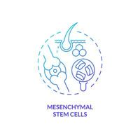 2D gradient mesenchymal stem cells icon, simple isolated vector, thin line blue illustration representing cell therapy. vector