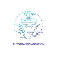 2D gradient autotransplantation icon, simple isolated vector, thin line blue illustration representing cell therapy. vector