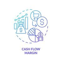 2D gradient cash flow margin icon, simple isolated vector, blue thin line illustration representing cash flow management. vector