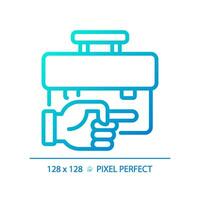 2D pixel perfect gradient unemployment icon, isolated vector, thin line blue illustration representing economic crisis. vector