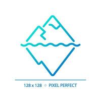 2D pixel perfect gradient iceberg icon, isolated vector, thin line blue illustration representing economic crisis. vector