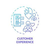 2D gradient customer experience icon, creative isolated vector, thin line blue illustration representing cognitive computing. vector