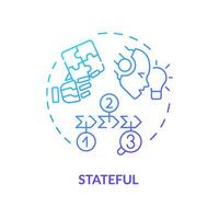 2D gradient stateful icon, creative isolated vector, thin line blue illustration representing cognitive computing. vector