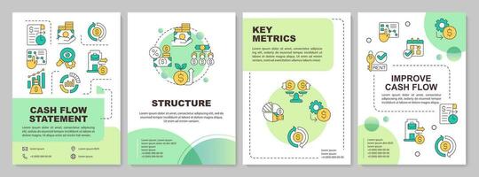 Creative gradient cash flow brochure template, leaflet design with thin linear icons, 4 vector layouts.