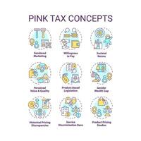 Pack of 2D editable colorful thin line icons representing pink tax, isolated simple vector, linear illustration. vector