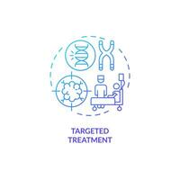 2D gradient targeted treatment icon, simple isolated vector, thin line blue illustration representing cell therapy. vector