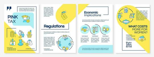 Pink tax creative brochure template, leaflet design with thin linear simple icons, 4 vector layouts.